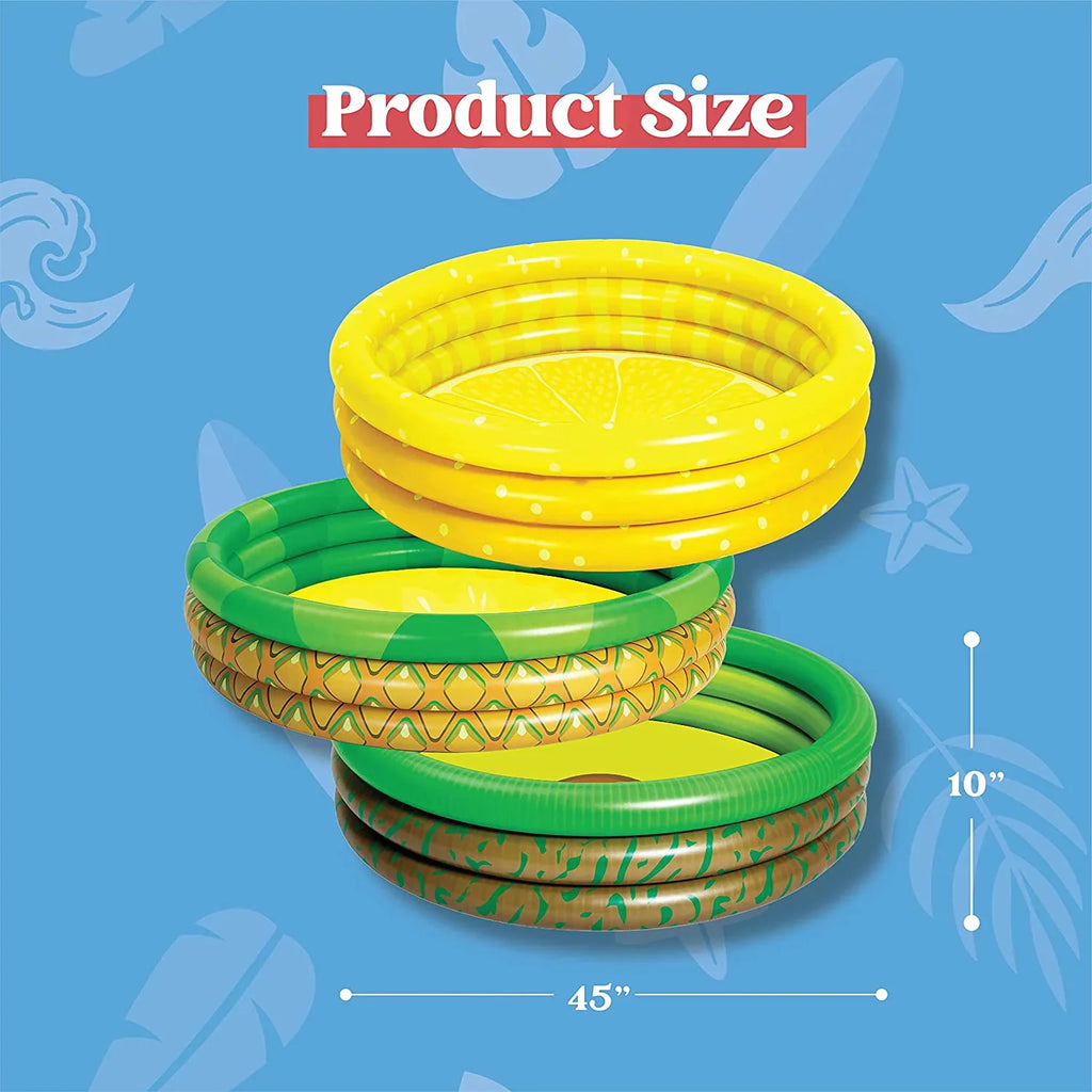 3 Packs 45 X 10 Blow-up Kiddie Pools Lemon Pineapple Avocado Inflated Kiddie Pool Set for Kids Summer Fun Baby Swimming Pool Water Pool Pit Ball Pool