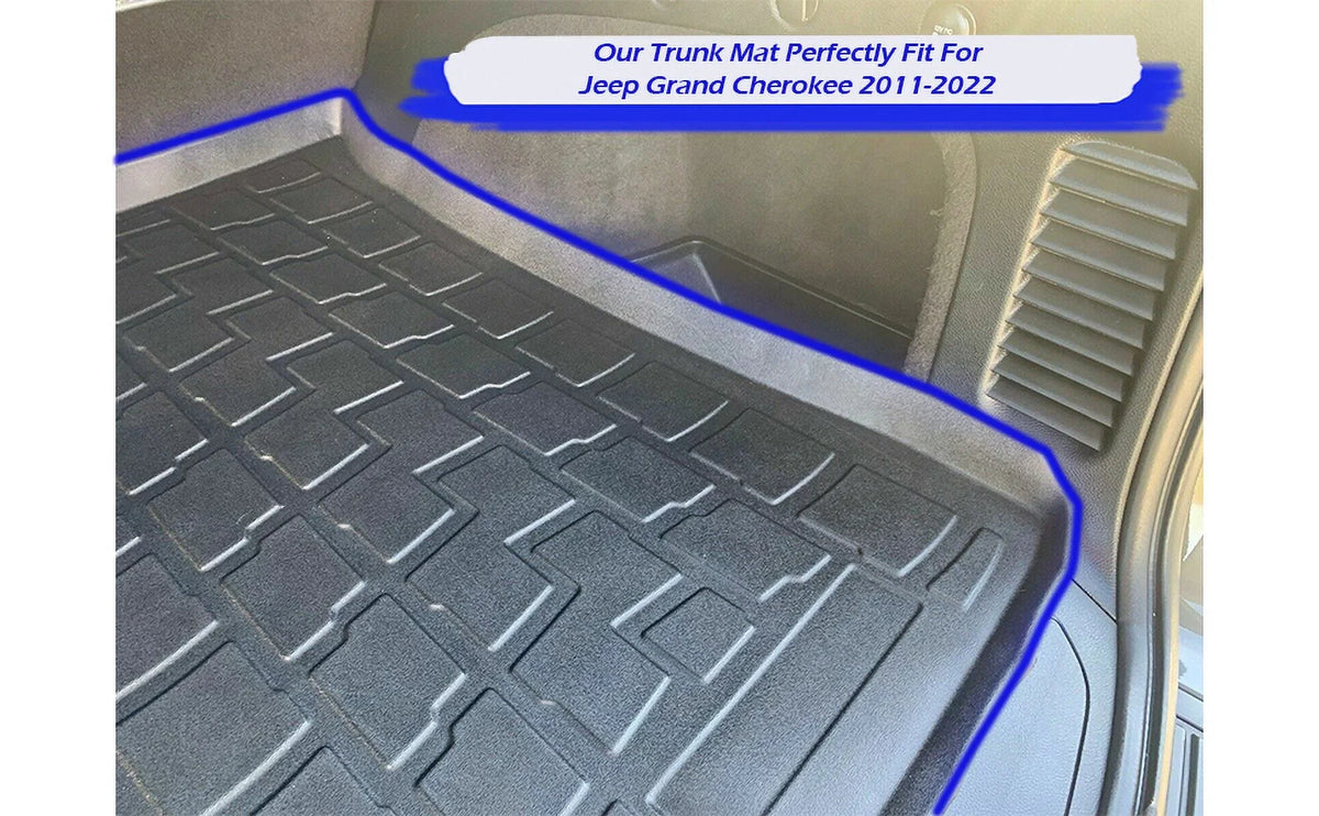 EACCESSORIES EA Cargo Liner – Trunk Mat for Jeep Grand Cherokee 2011-2022 – Weather-Resistant Trunk Mats for Cars with Raised Lip – Non-Slip Car Trunk Mat Rubber – Laser Pre-Cut Design
