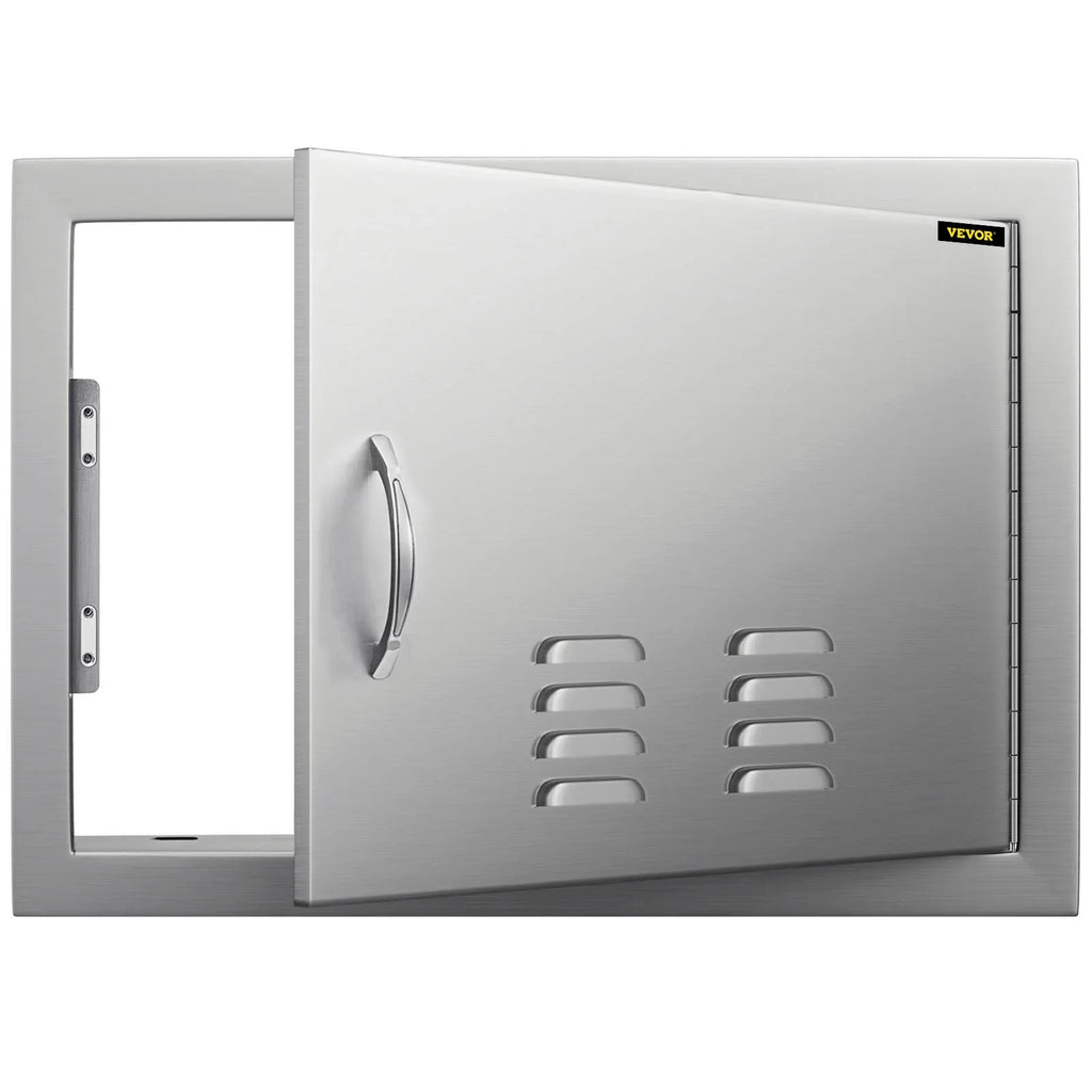 BBQ Access Door 24x17 Inch: Stainless Steel Single Horizontal Island Door with Vents