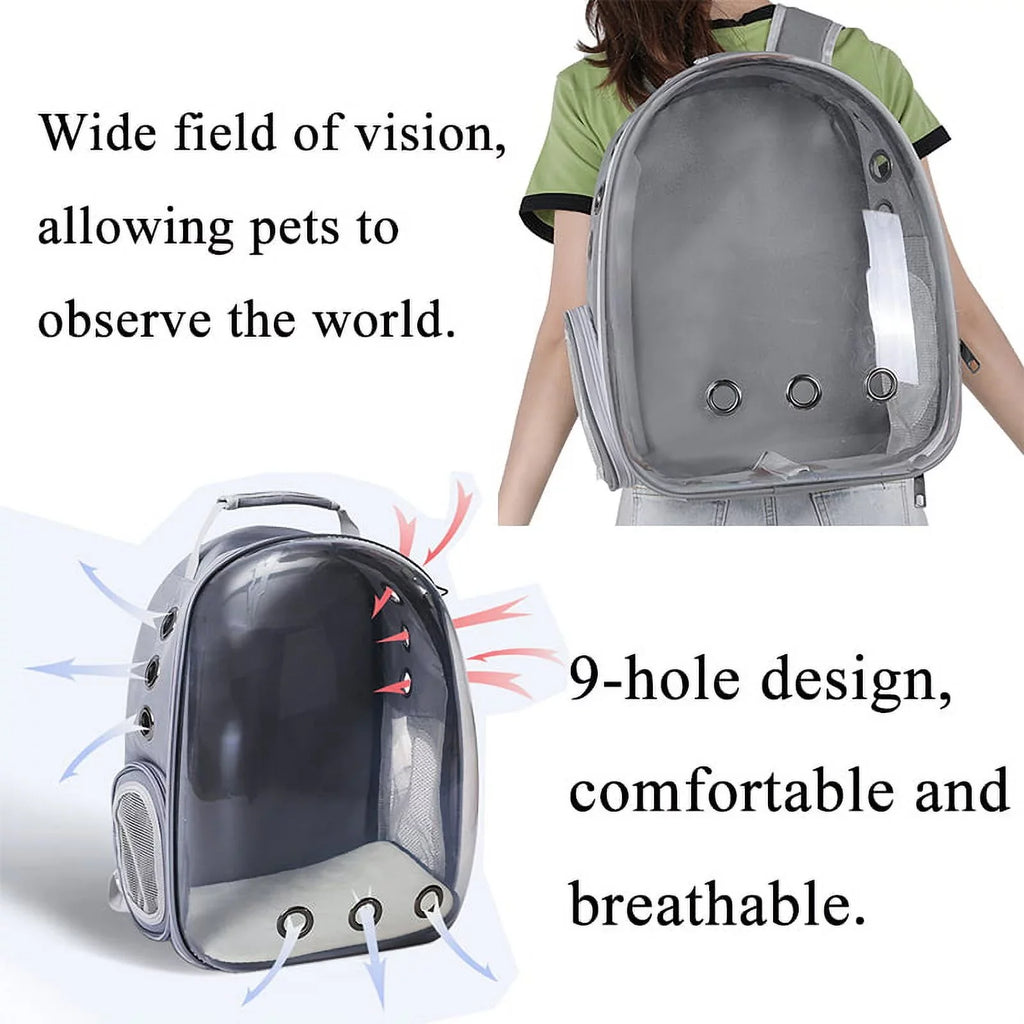 Cat Backpack Carriers Bag, Dog Backpack, Pet Bubble Backpack for Small Cats Puppies Dogs Bunny, Airline-Approved Ventilate Transparent Capsule Backpack for Travel, Hiking and Outdoor Use- Black