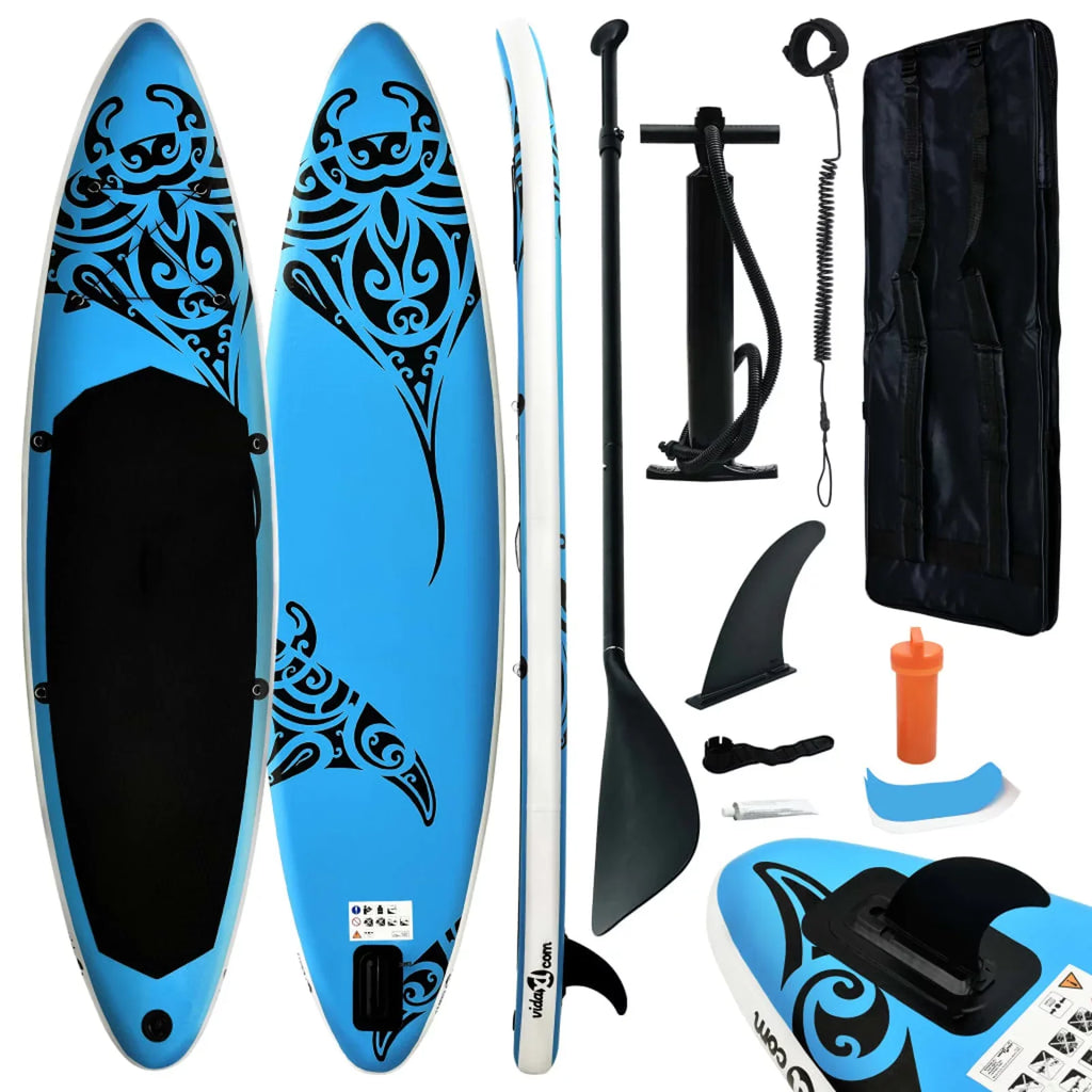 Carevas Blow-up Paddleboard Set 120.1"x29.9"x5.9" Blue