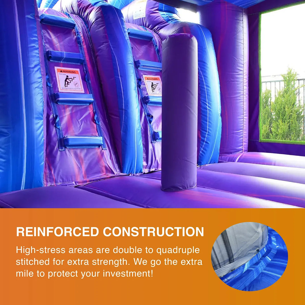 JumpOrange Outdoor Mermaid Titan Commercial Grade Blow-up Slide and Bounce House Dual Lane with Pool for Kids and Adults with Blower