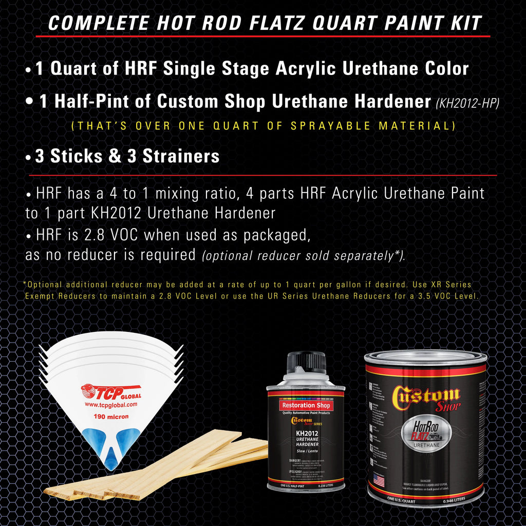 Custom Shop - Astro Blue Metallic - Hot Rod Flatz Flat Matte Satin Urethane Auto Spray - Complete Quart Spray Kit - Professional Low Sheen Automotive, Car Truck Coating, 4:1 Mix Ratio