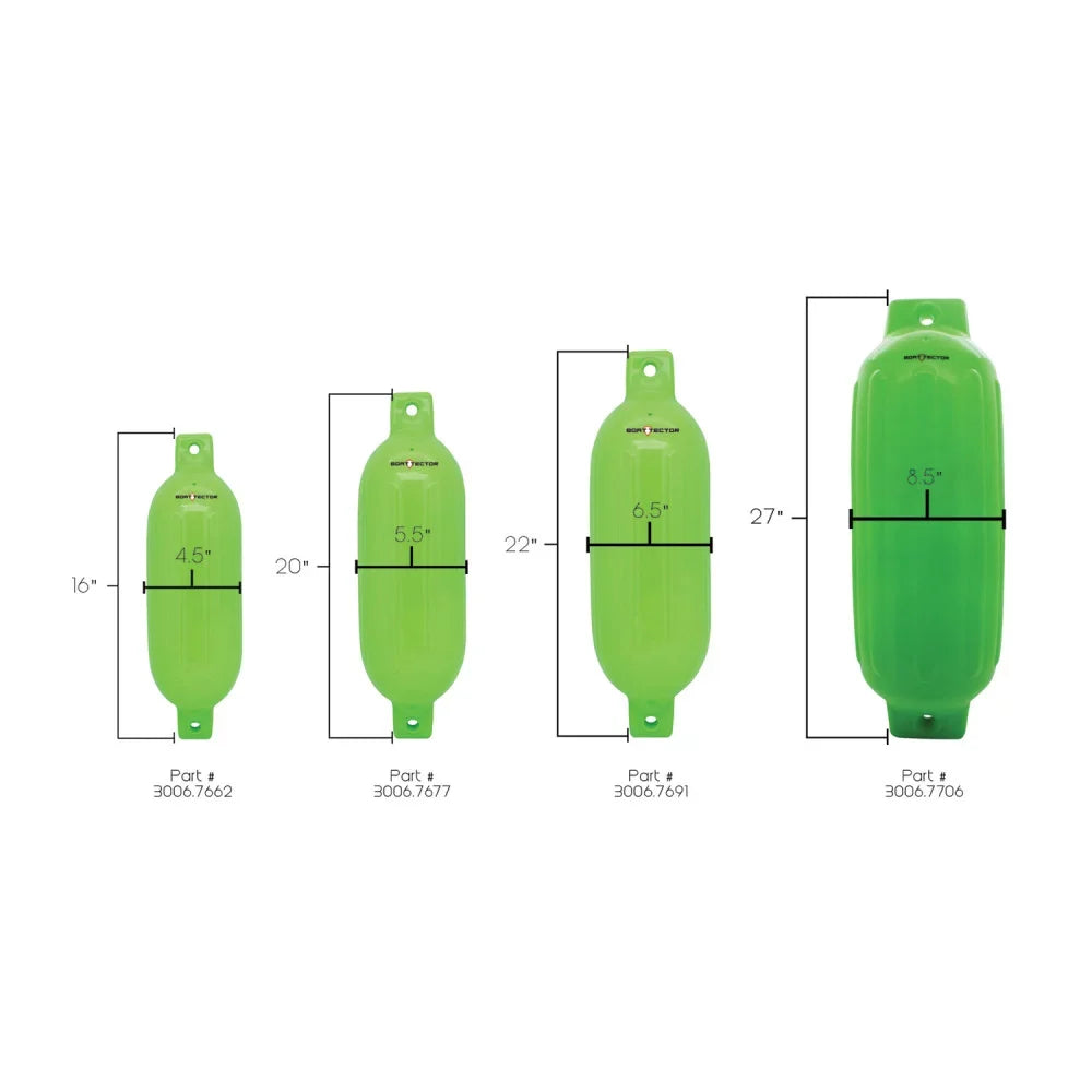 Extreme Max 3006.7706 BoatTector Blow-up Fender - 8.5" x 27", Neon Green