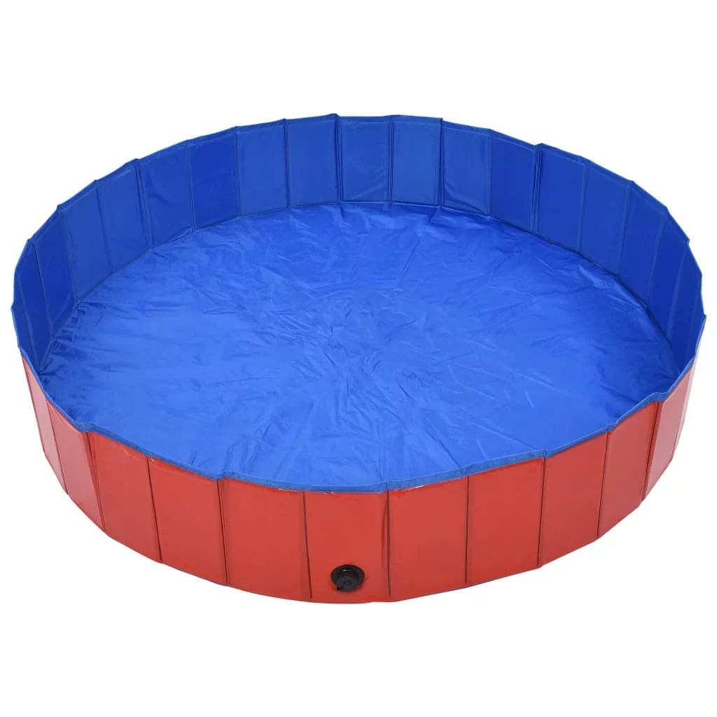 Foldable Dog Swimming Pool Red 63"x11.8" Polymer