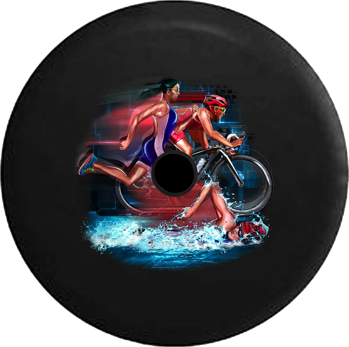 2018 2019 Wrangler JL Backup Camera Swim Bike Run Triathlon Endurance Ironman Racing Spare Tire Cover for Jeep RV 33 Inch
