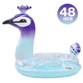 Melia Swim Party Toys Inflated Glitter Pool Float Peacock Designed with Fast Valves Lounge Raft Decorative Water Game Summer Beach Party for Kids | 48 Inch