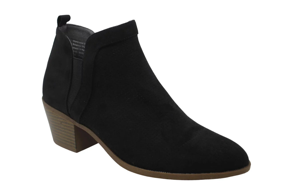 STYLE & COMPANY Womens Black Stretch Gore Perforated Padded Myrrah Almond Toe Block Heel Booties 9 M