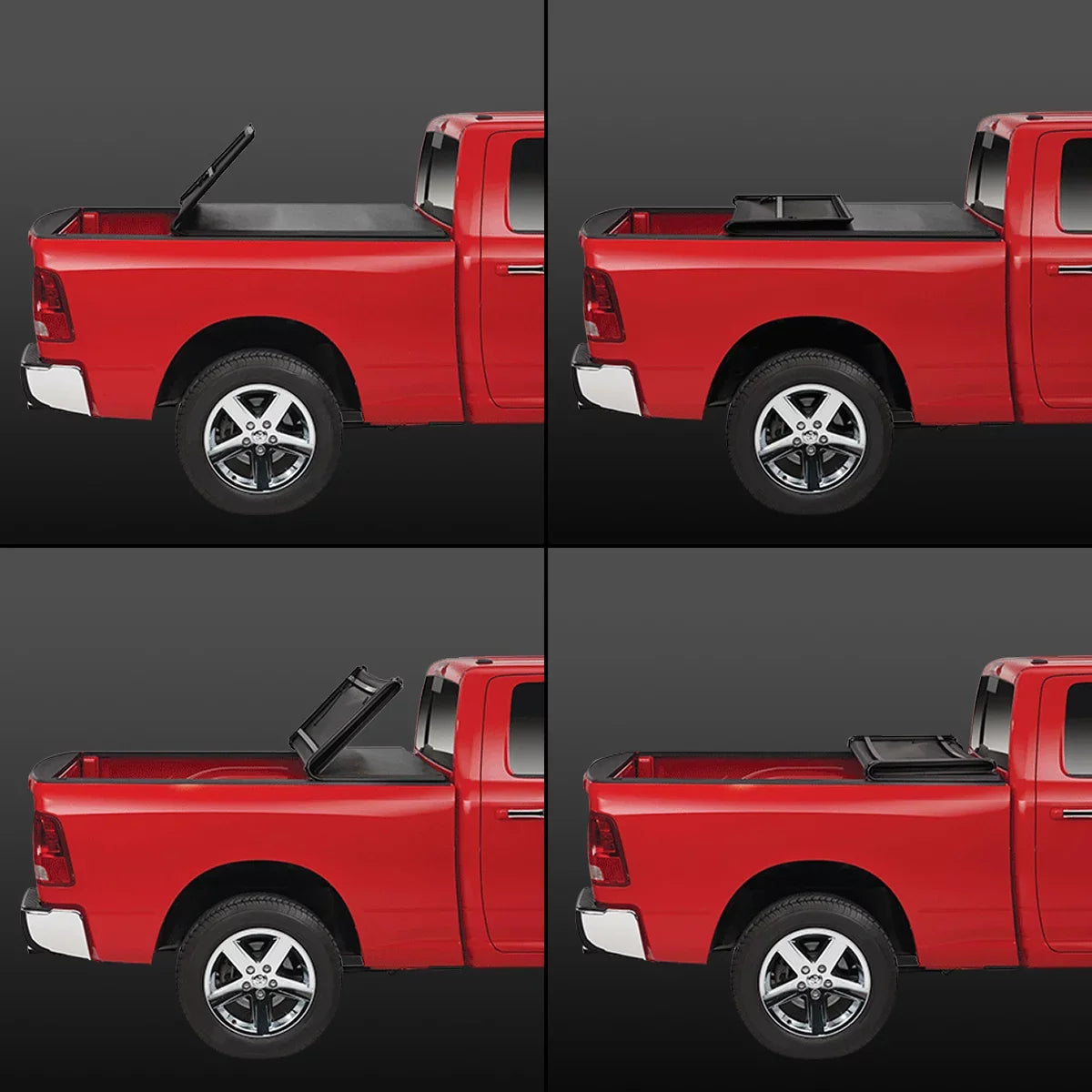 DNA Motoring TTC-TRISOFT-057 For 2014 to 2019 toyota Tundra 6.5' Bed Fleetside Adjustable Tri -Fold Soft Top Trunk Tonneau Cover 15 16 17 18