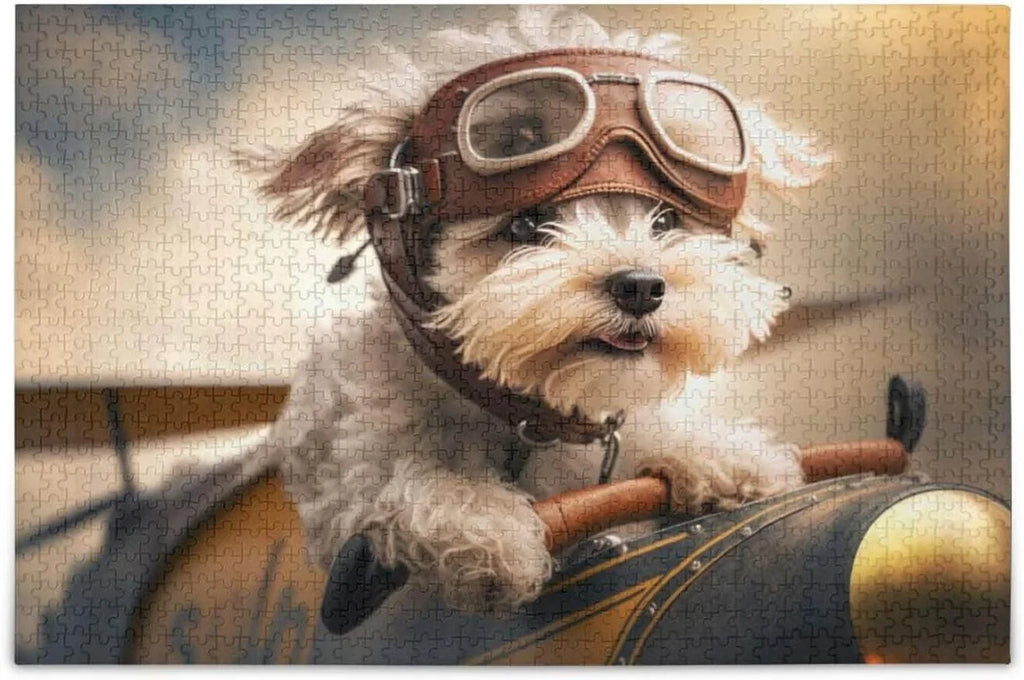 500 PCS Pilot in Airplane Jigsaw Puzzle, Paper Wood Composite Material Zigsaw with Storage Bag, Puzzle for Adults, Fun Challenging Brain Exercise Family Game Gift for Kids Friends Parents