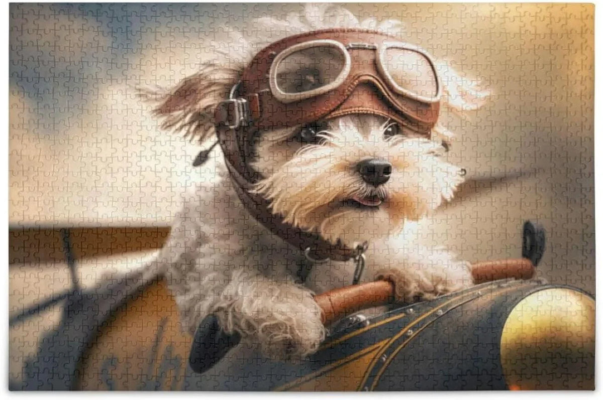 500 PCS Pilot in Airplane Jigsaw Puzzle, Paper Wood Composite Material Zigsaw with Storage Bag, Puzzle for Adults, Fun Challenging Brain Exercise Family Game Gift for Kids Friends Parents