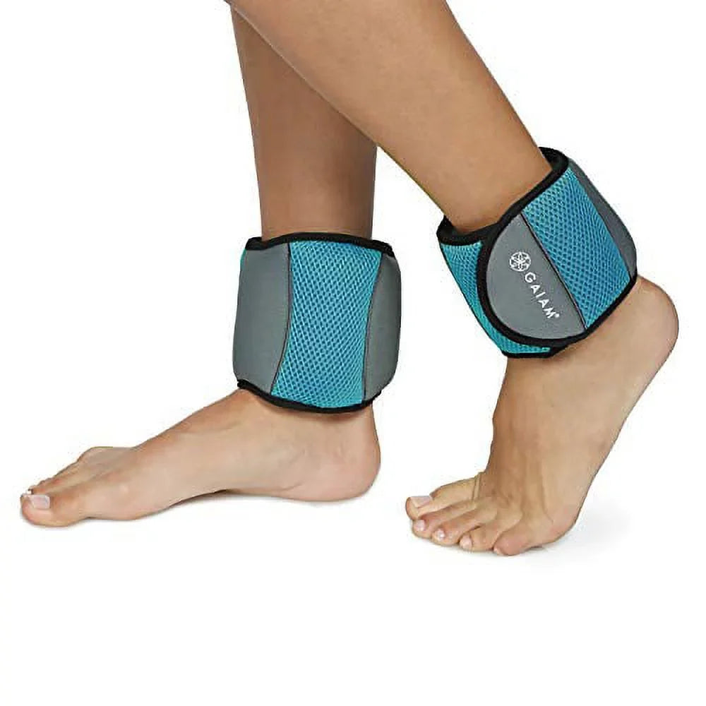 Gaiam Ankle Weights Strength Training Weight Sets for Women & Men with Adjustable Straps - Walking, Running, Pilates, Yoga, Dance, Aerobics, Cardio Exercises (10-Pound Set - Two (2) 5lb Weights)