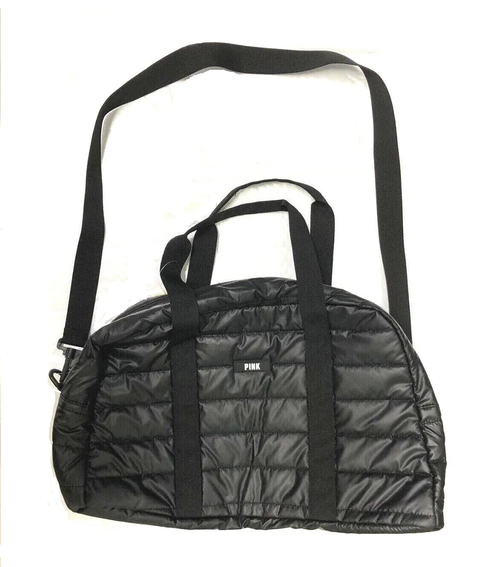 Victoria's Secret Pink duffle Quilted Taffeta Duffle Bag Black New