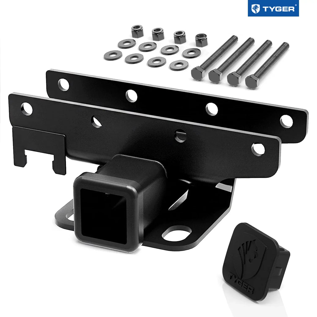 Tyger Auto TG-HC2J001B Hitch & Cover Kit Compatible with 2007-2018 Jeep Wrangler JK 2 Door & 4 Door Unlimited Factory Style 2 inch Rear Receiver Hitch Tow Towing Trailer Hitch