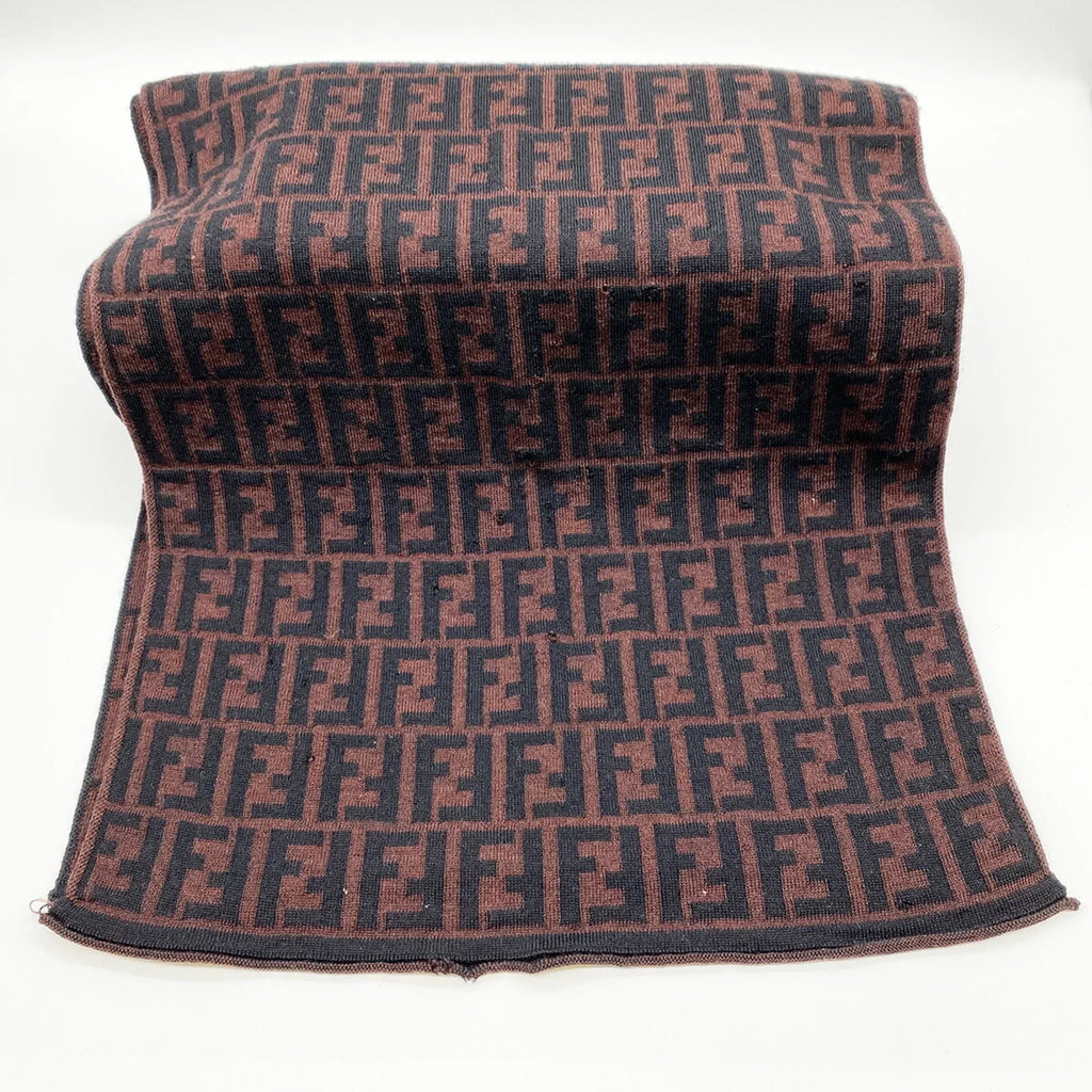 Pre-Owned FENDI Zucca Muffler Stole All Over Pattern FF Brown Women's Men's Fashion Old Clothes (Good)