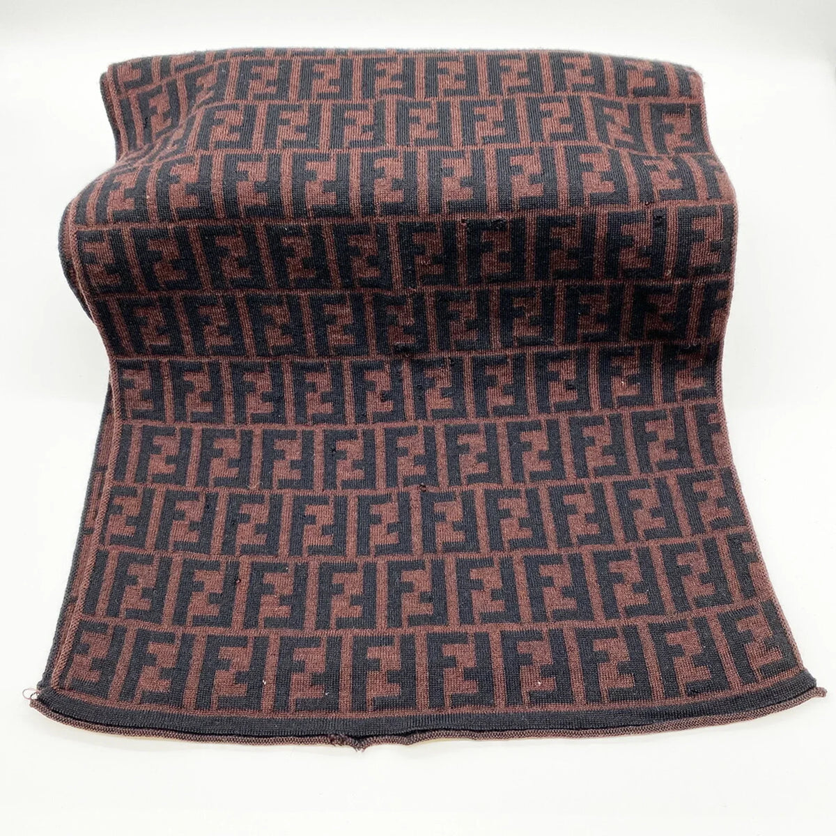 Pre-Owned FENDI Zucca Muffler Stole All Over Pattern FF Brown Women's Men's Fashion Old Clothes (Good)