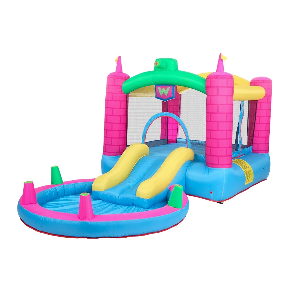 SalonMore Air-filled Bounce House with Blower,Pool & Water Slide & Splash,Multi-color Tank