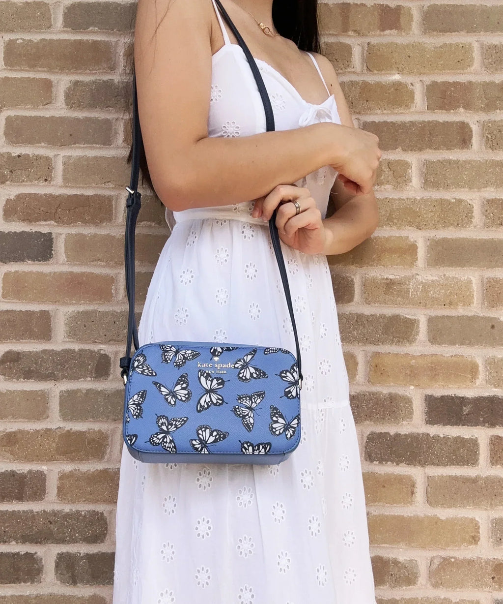 Kate Spade Staci Butterfly Mini Camera Bag Zip Crossbody Sky Blue Multi