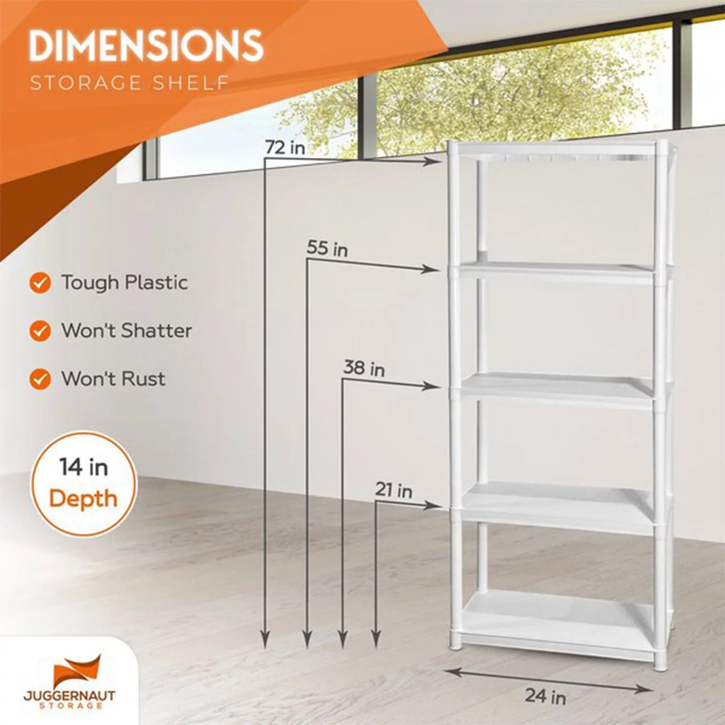 Juggernaut Storage 75.5" Plastic 5 Tier Garage/Shed Utility Shelving Rack