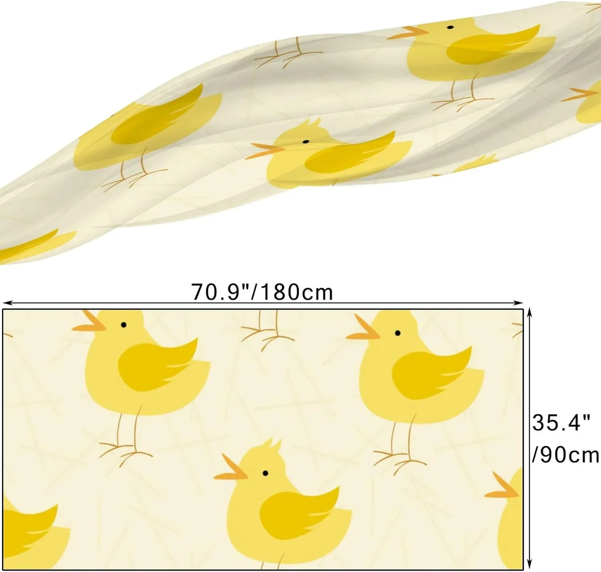 Hyjoy Cute Yellow Birds Long Silk Neck Scarf Lightweight Shawl Wrap Scarves for Women Girls