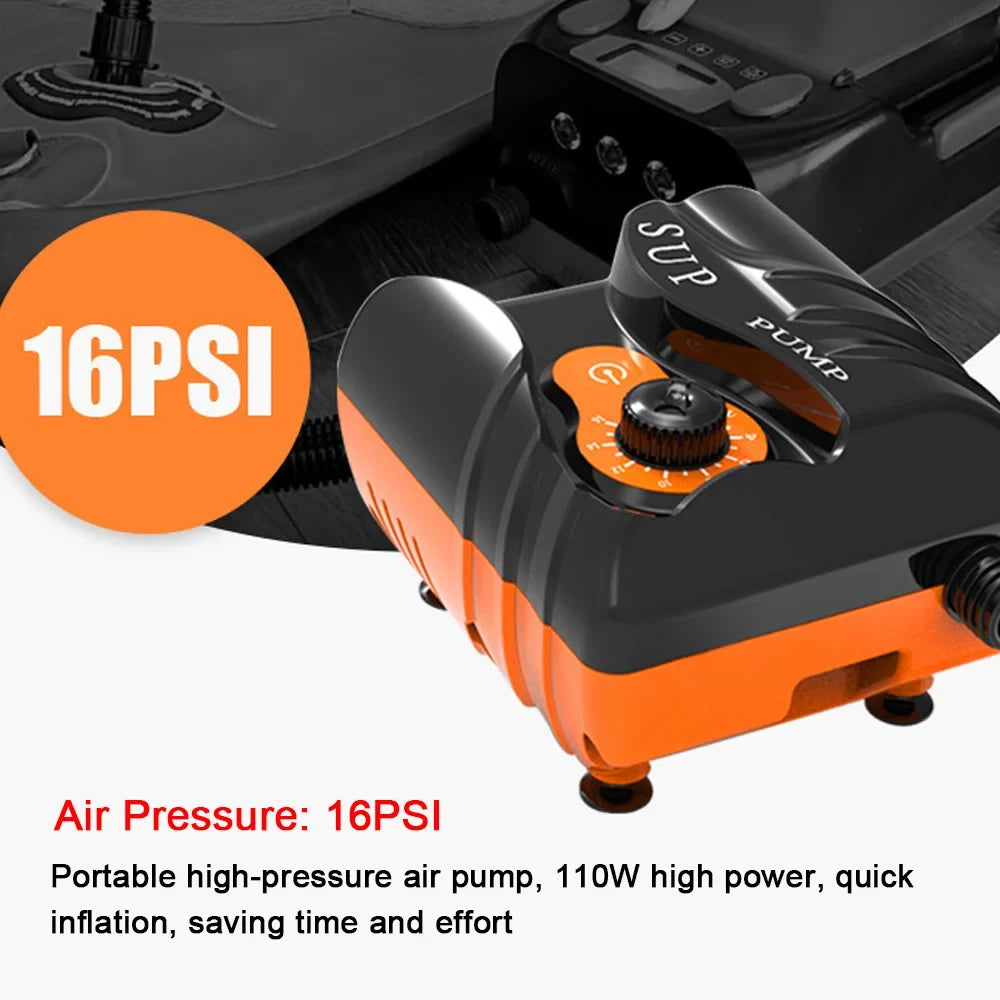 moobody Portable Electric Inflator 16PSI High Pressure Air Pump 110W for Paddle Board Air-filled Pool Boat
