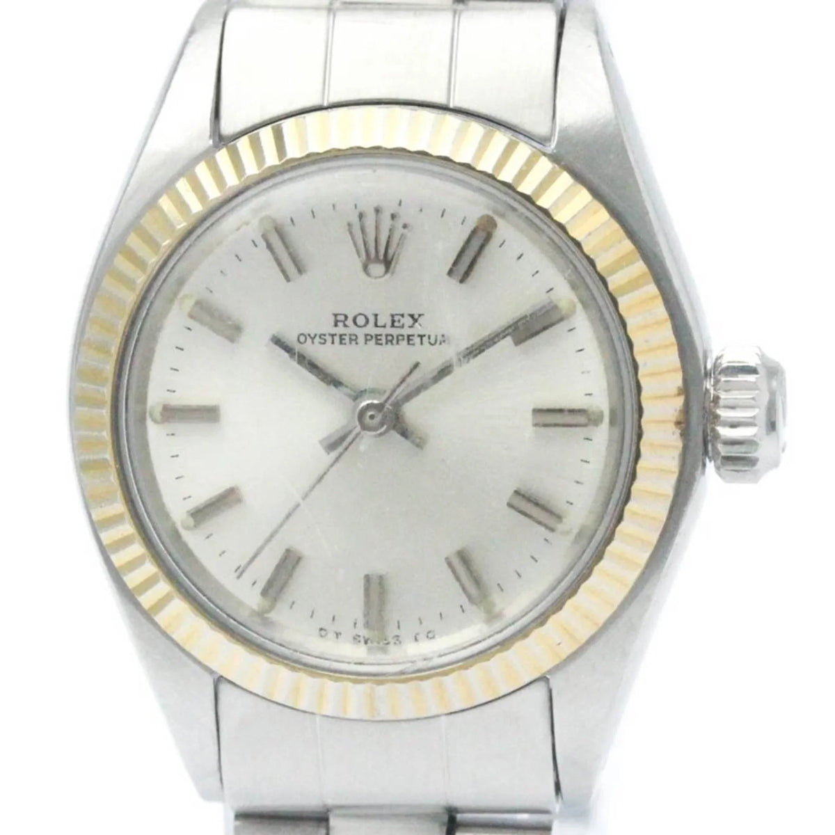 Pre-Owned Vintage ROLEX Oyster Perpetual 6719 White Gold Steel Ladies Watch BF565449 (Fair)