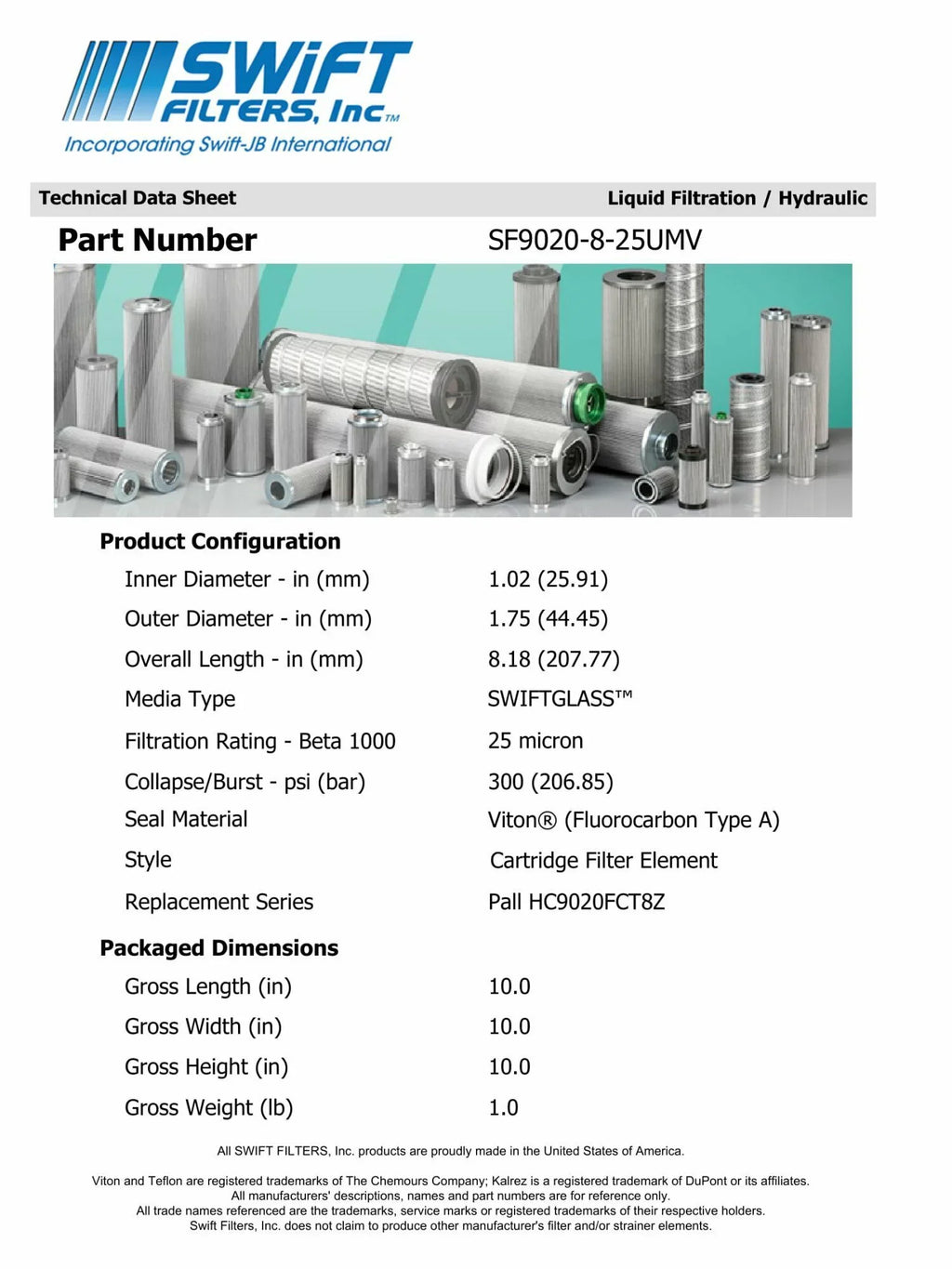 Direct Interchange for TAISEI KOGYO P-TMA-3-25C Cartridge Filter Element Microglass Construction 25 Micron
