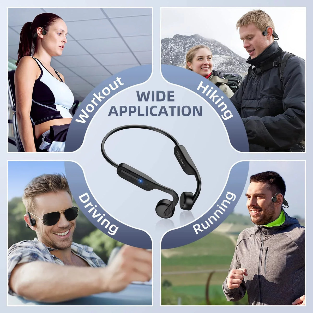 Bone Conduction Headphones, Open Ear Headphones, Bluetooth 5.0 Sports Wireless Earphones, Sweat Resistant Headset for Running, Cycling, Hiking, Driving