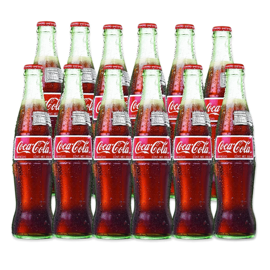 Mexican Coke Authentic Real Cane Sugar Sweetened 12/12 fl. oz. (355ml) Glass Bottle Case (12-Pack)