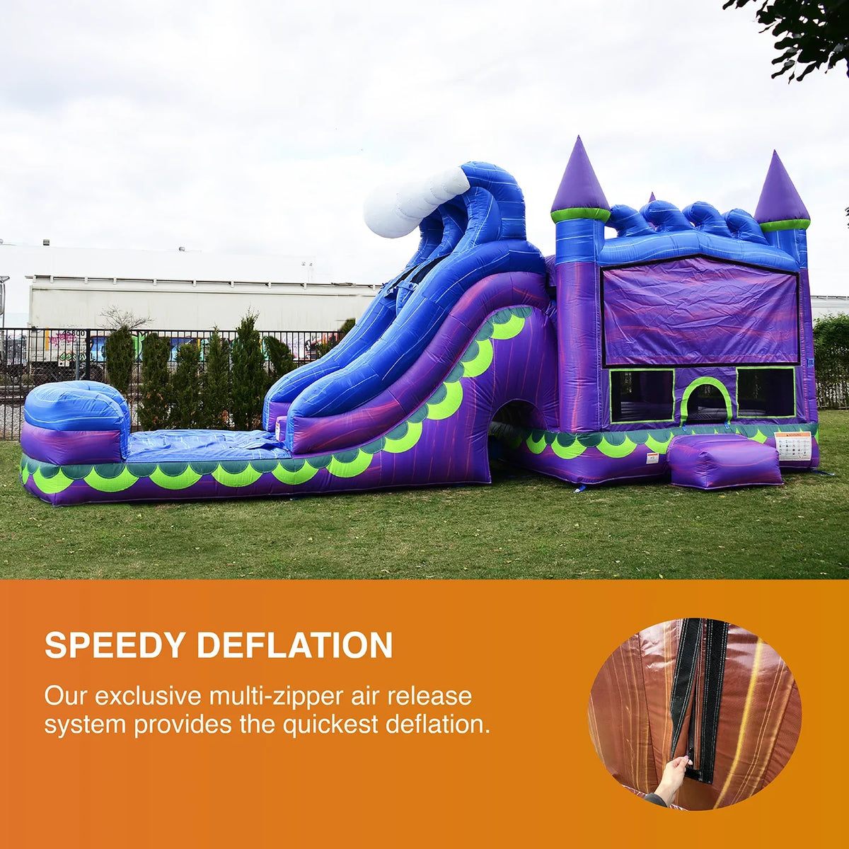 JumpOrange Outdoor Mermaid Titan Commercial Grade Blow-up Slide and Bounce House Dual Lane with Pool for Kids and Adults with Blower