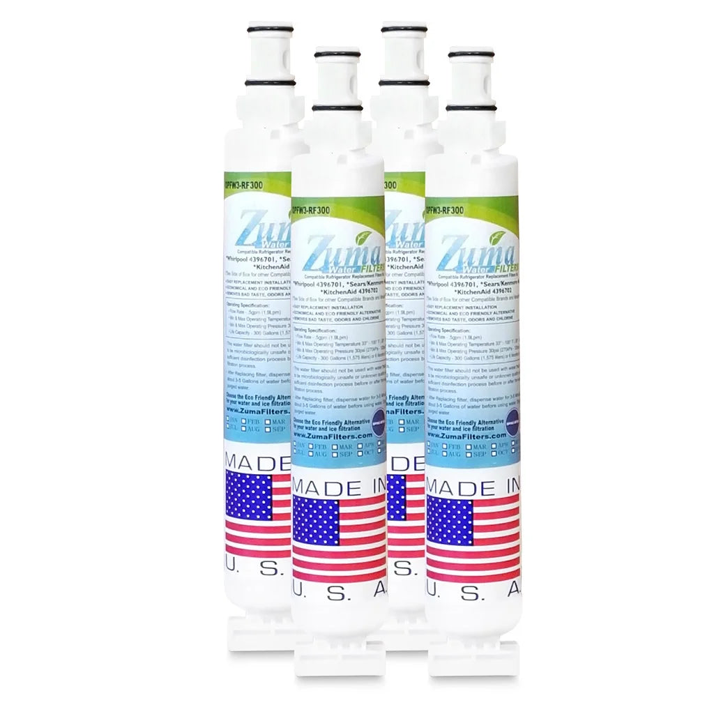 ZUMA Brand , Water and Ice Filter , Model # OPFW3-RF300 , Compatible with Whirlpool® RWF1021 - 4 Pack - Made in U.S.A.