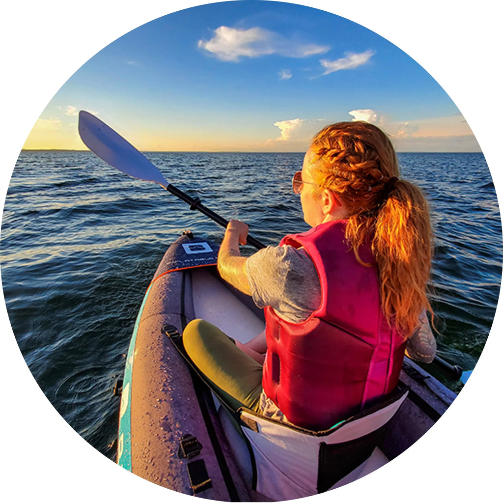 BRIGHT BLUE Blow-up Touring White Water Paddling Kayak 1-2 Persons sit-on with Paddles,Hand Pump,Backpack,Fins