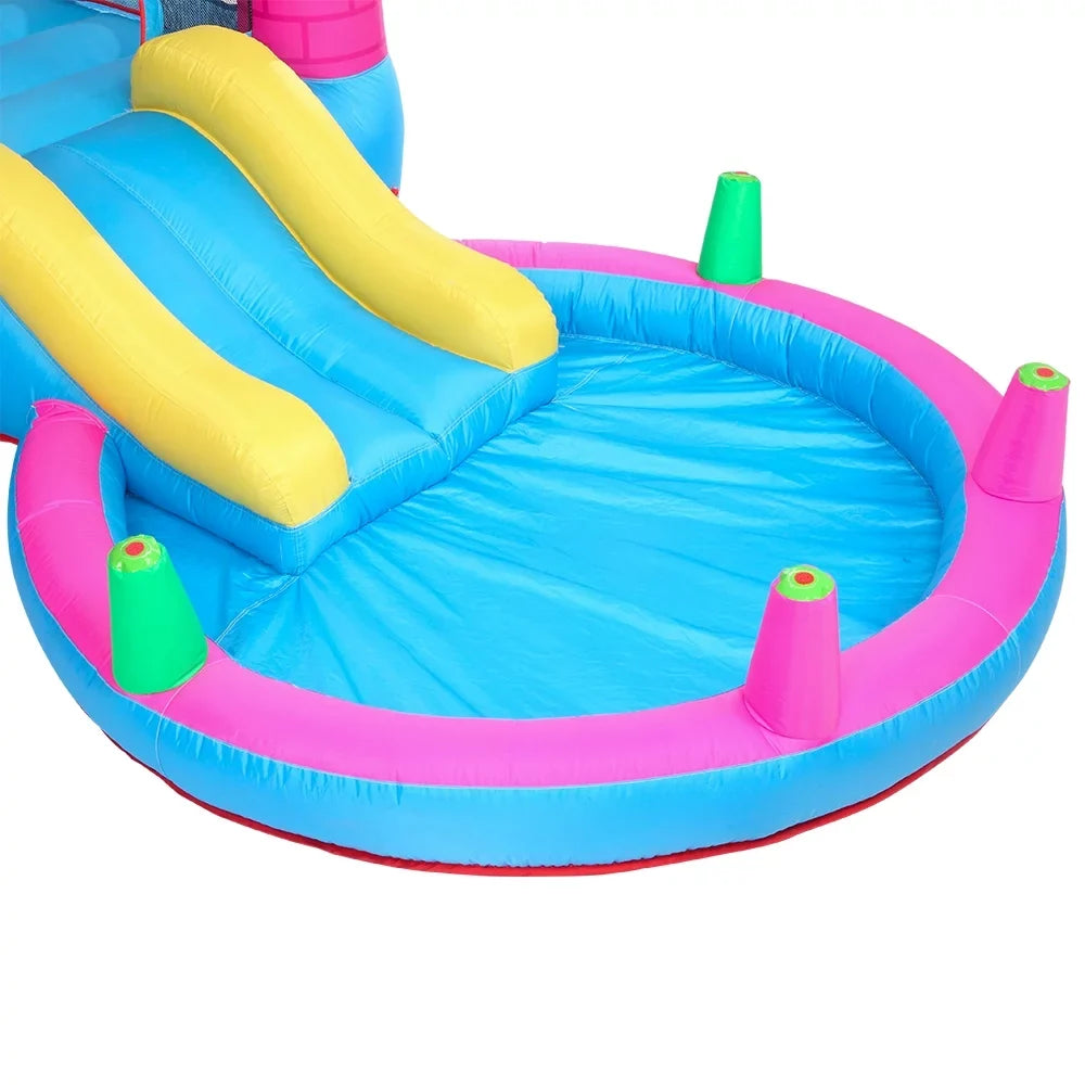 SalonMore Air-filled Bounce House with Blower,Pool & Water Slide & Splash,Multi-color Tank