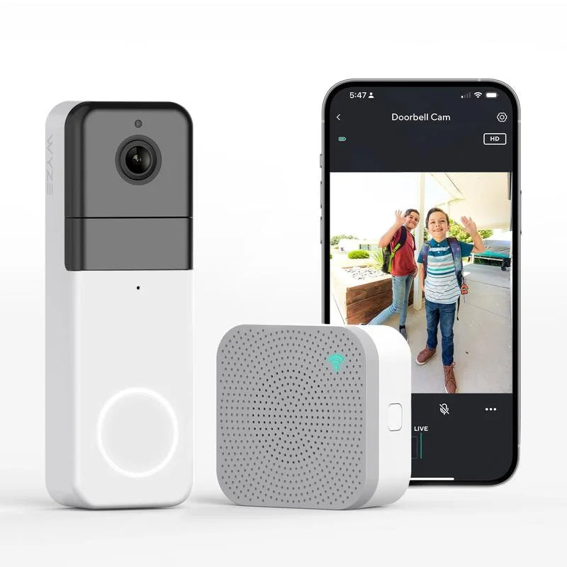 Wyze Video Doorbell Pro — Battery, Wireless Doorbell Camera w/ QHD Video, Adhesive Sticks to Walls, 1:1 Aspect Ratio, 2-Way Audio, Color Night Vision, Works w/ Alexa and Google Assistant