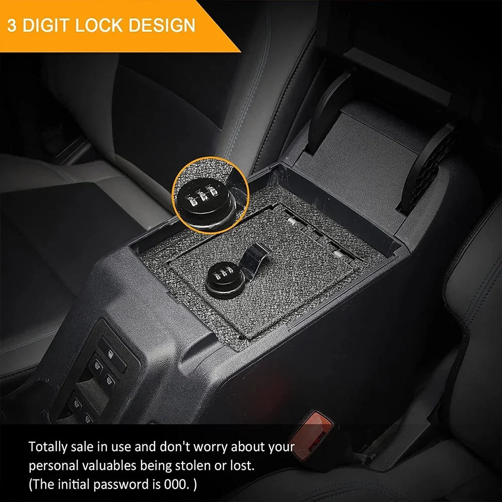 ALLTIMES Center Console Box Safe for Ford for Bronco 2Door/4Door 2021-2022, 3-Digit Password, Black Carbon Steel with Anti-rust Coating