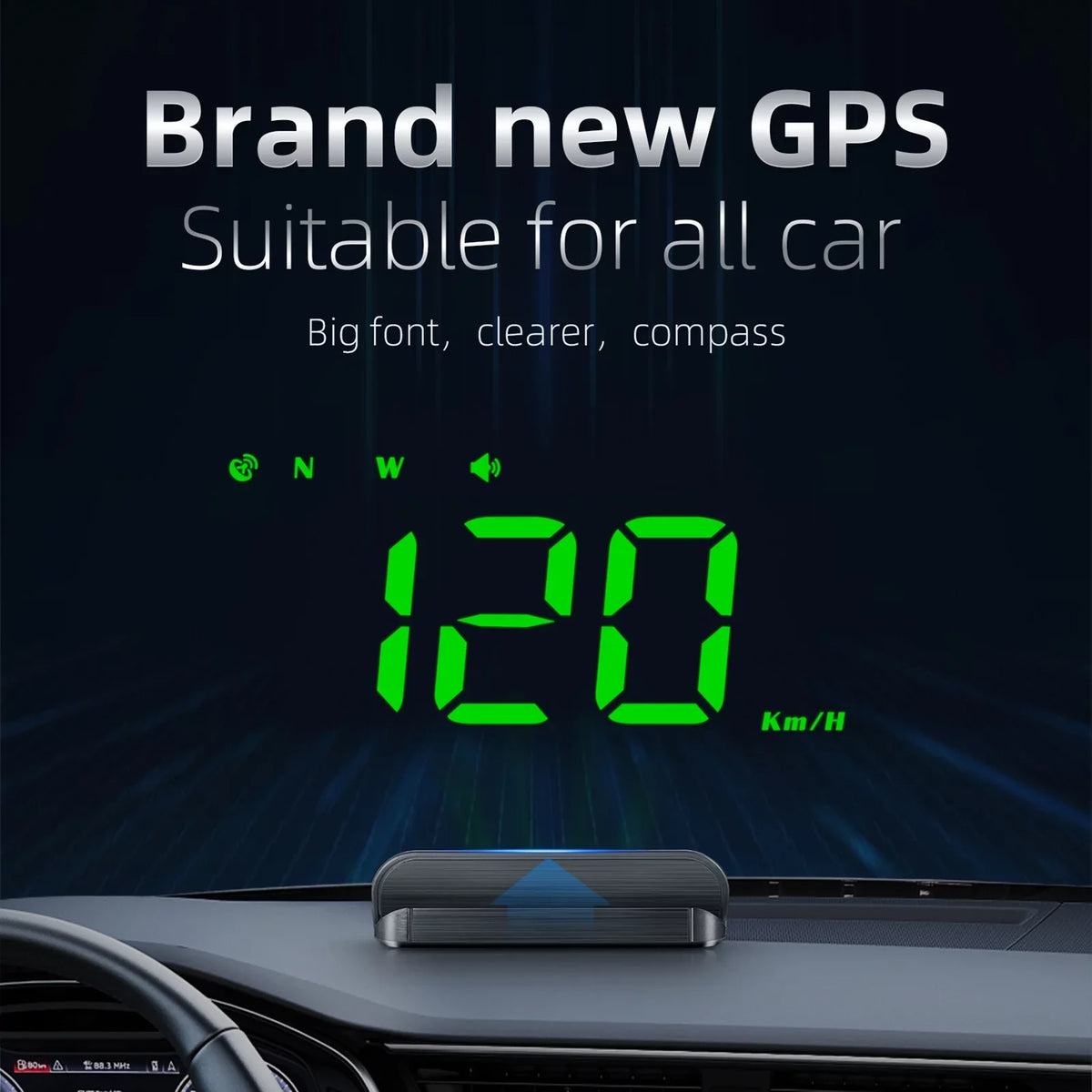 Walmeck Car 3.5 inch Head-up Display Windshield Projecter Digital Vehicle Speedometer GPS Model Overspeed Warning Fatigue Driving Alarm