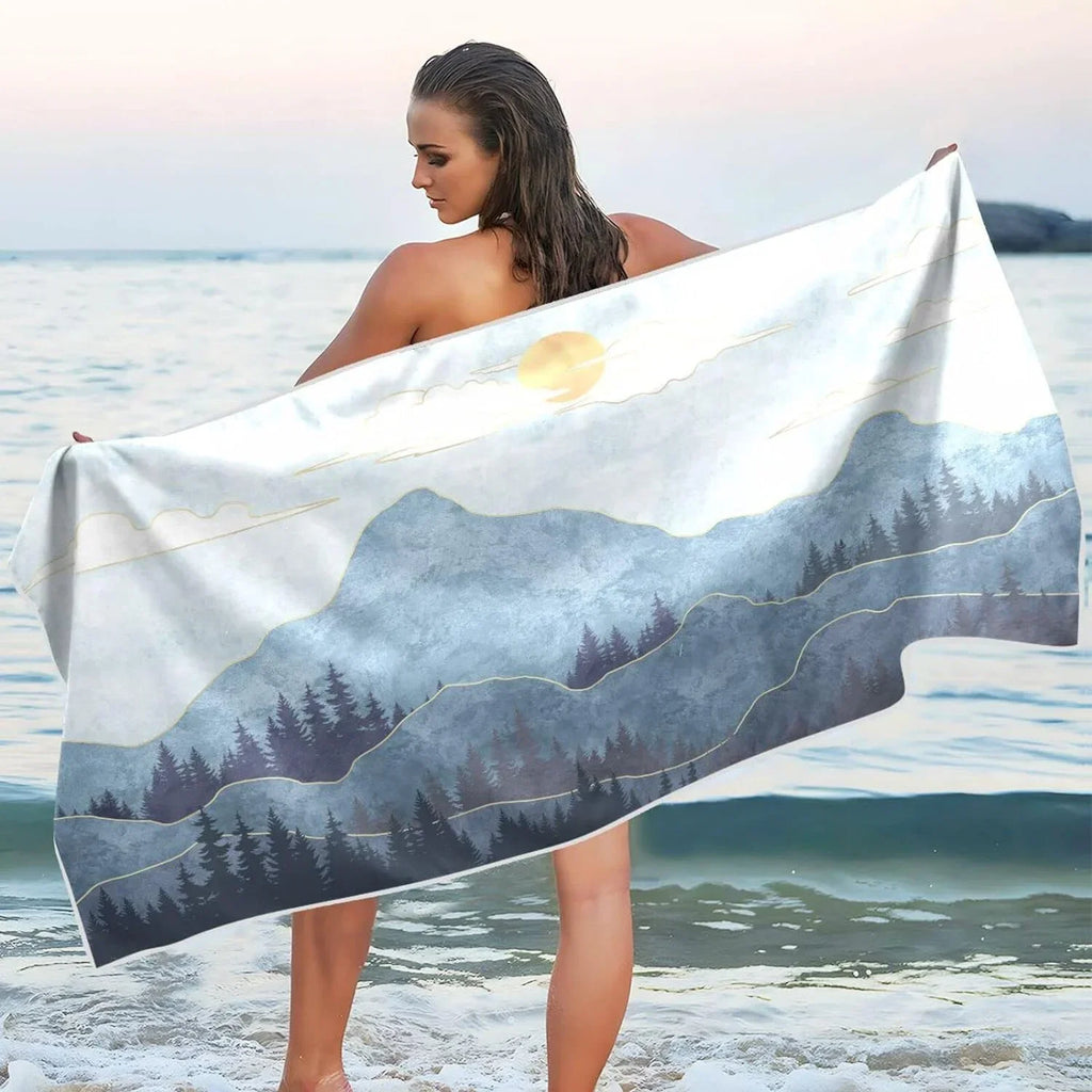 Bestwell Mountain Beach Towel - Super Absorbent Oversized Travel Towels - Lightweight Compact Quick Dry Towel for Swimming Camping Holiday （420）