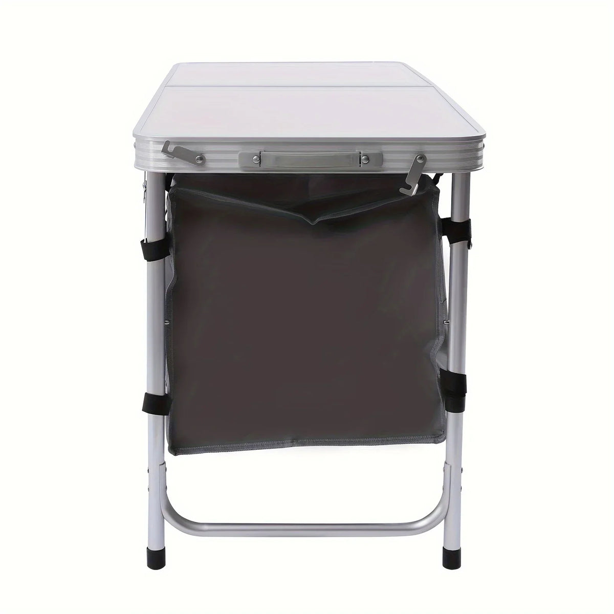 Folding Camping Table with Storage Compartment Lightweight Camp Kitchen Table Height Adjustable Indoor Outdoor Table Perfect for Tailgating Backyards BBQ Picnic