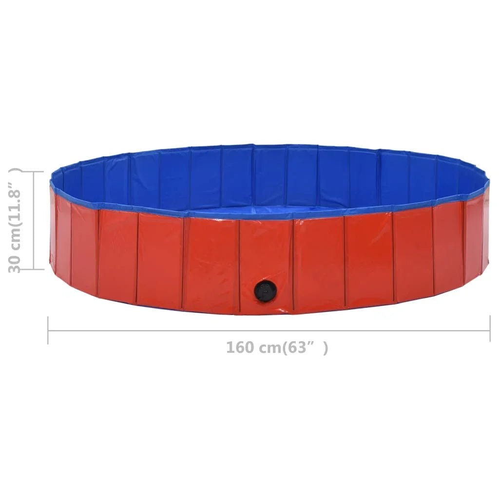 Foldable Dog Swimming Pool Red 63"x11.8" Polymer