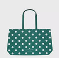 Kate Spade New York Tote Polka Dots Canvas Tote XL Green White Reusable Shopping Beach Bag