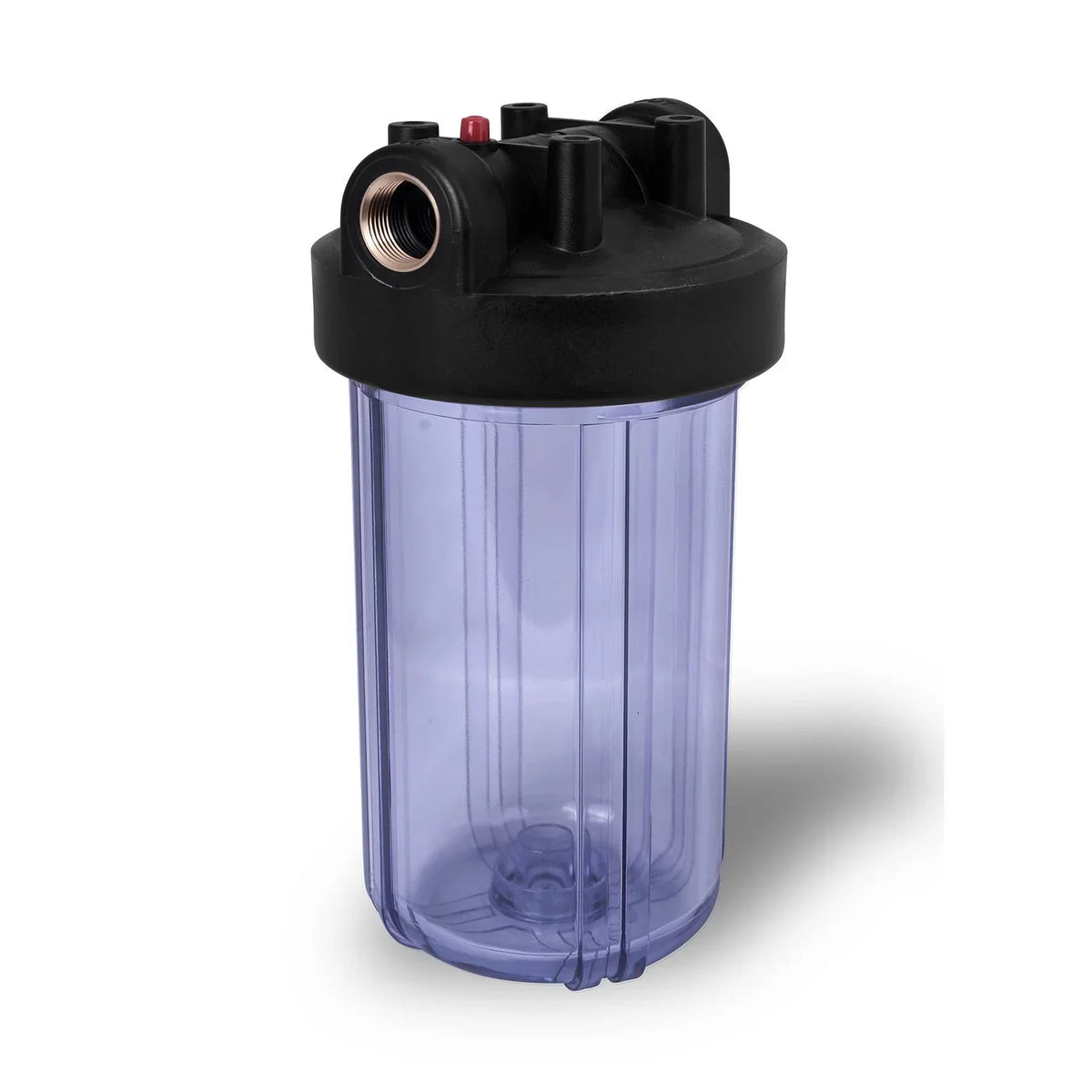 10" Transparent Big Blue Housing for Whole House Water Filtration System, 1 Brass Port & Mounting Hardware (3 pack)