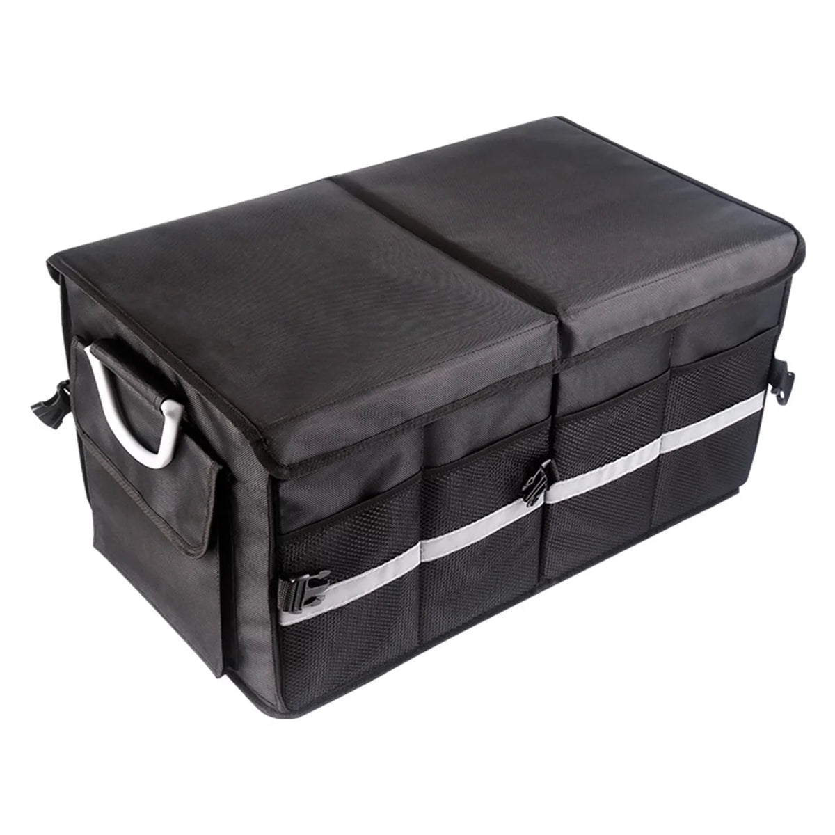 Andoer Car Trunk Organizer, Oxford Cloth Folding Storage Box with Reflective Strip, 55L Capacity, Automotive Cargo Organizer