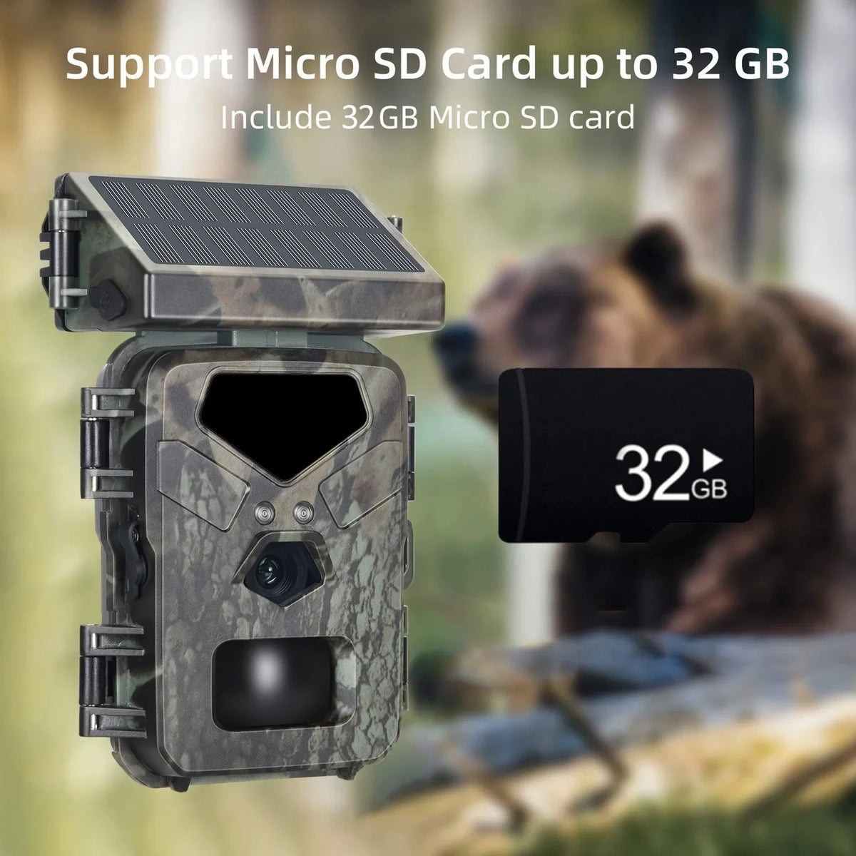 TOMSHOO Trail Camera Solar Powered 20MP 1080P Game Camera 0.3s Trigger Time Hunting Cam with Night Vision Motion Activated IP65 Waterproof Loop Recording for Wildlife