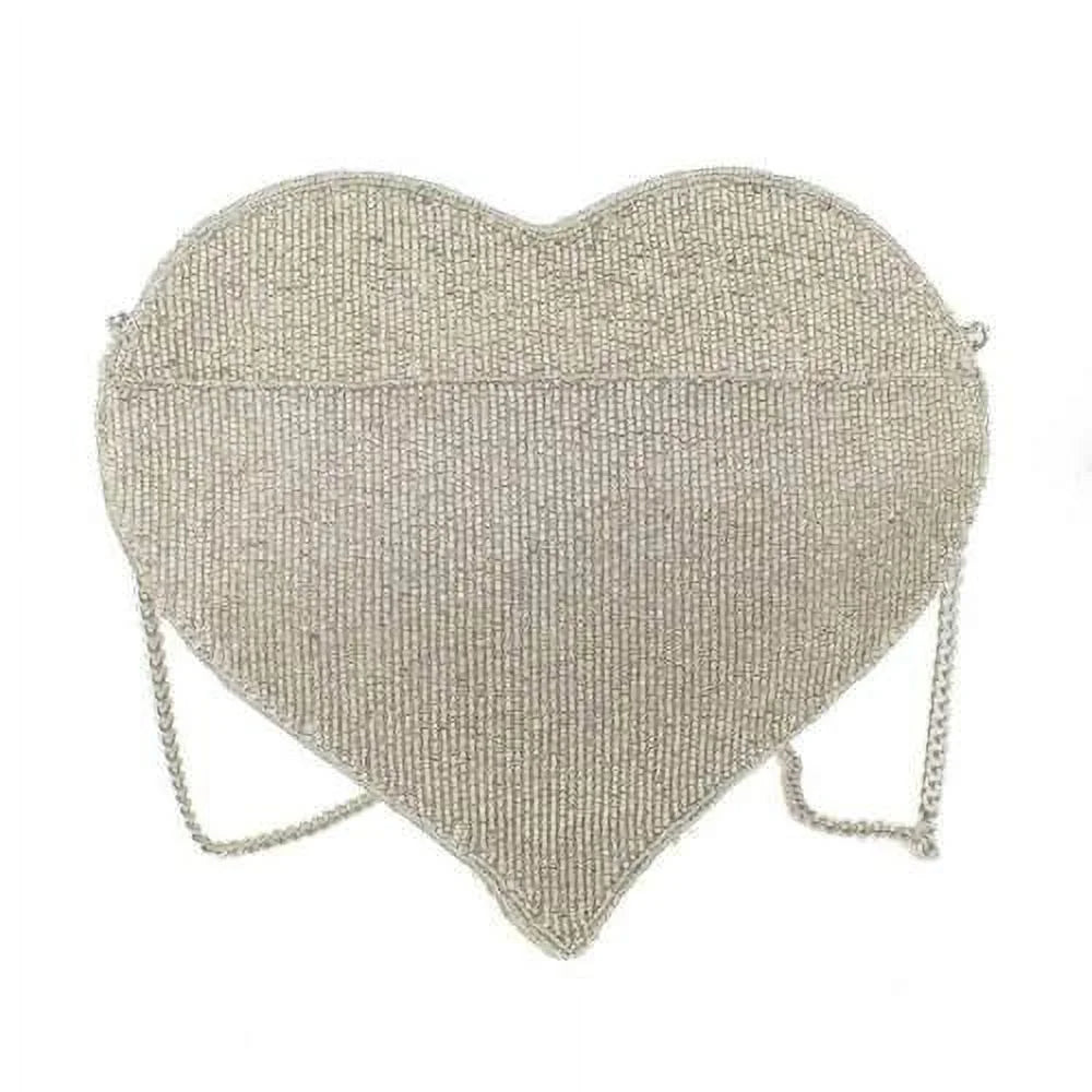 Mary Frances Spark of Love Silver Heart spring Beaded Crossbody Handbag BAG NEW