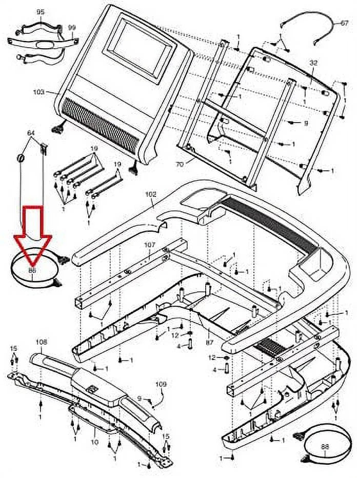 Icon Health & Fitness, Inc. Handrail Wire Harness 30" 305756 Works with FreeMotion NordicTrack Treadmill