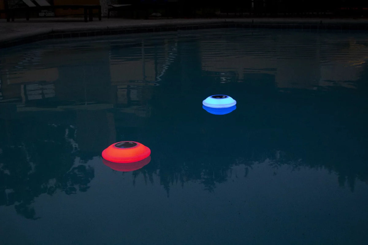 Poolmaster Multi-Light Floating Waterproof Portable Bluetooth Speaker - 7 Color LED Backlight Display with Phone Call Functionality for Swimming Pools, Lakes, Outdoors