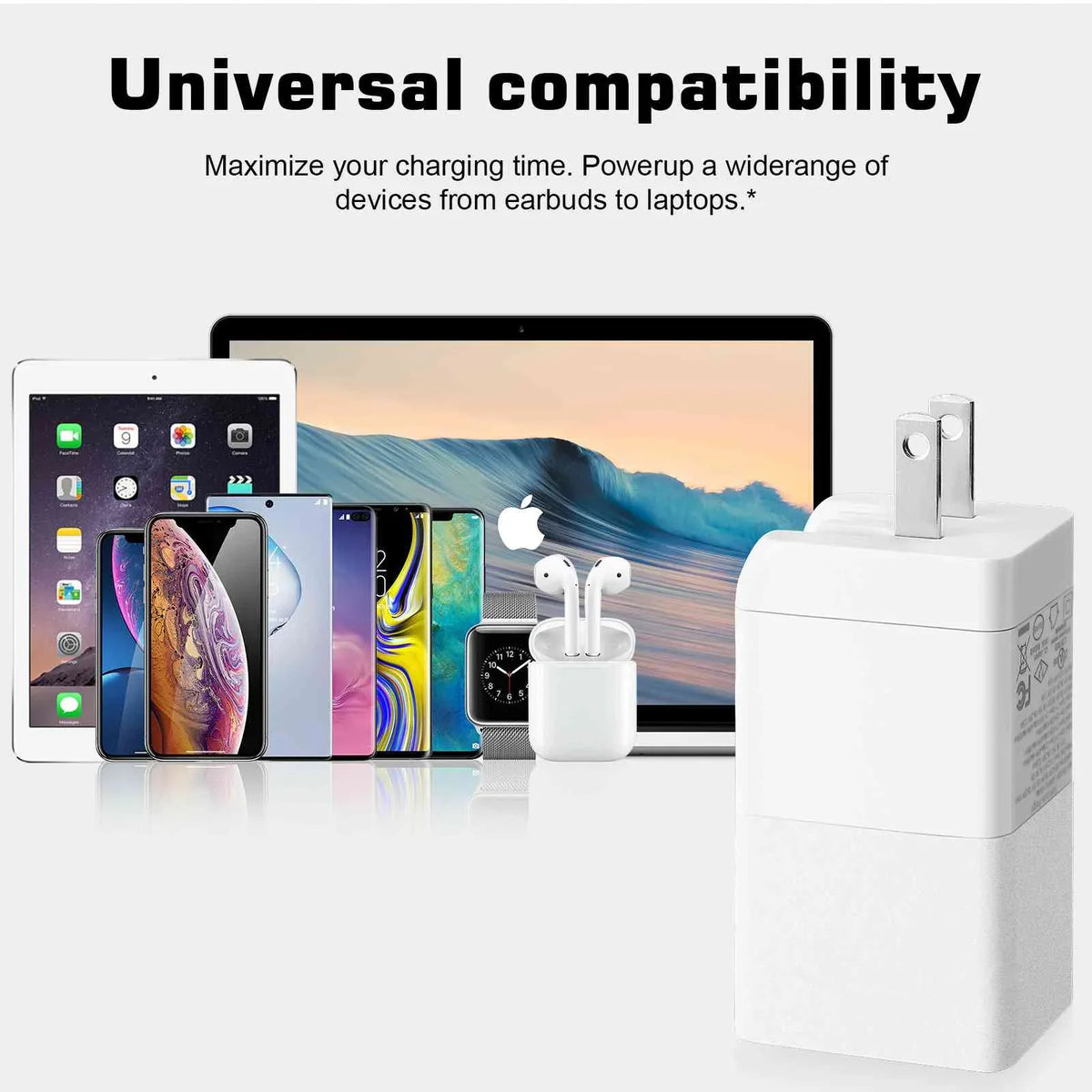 UrbanX 65W Fast Travel Charger with 3 Ports USB & Dual USB-C High-Speed Charging Compatible with HTC One A9/One M9/Desire Eye/Butterfly 2/One Remix, iPhone, Samsung Galaxy, Google Pixel, MacBook