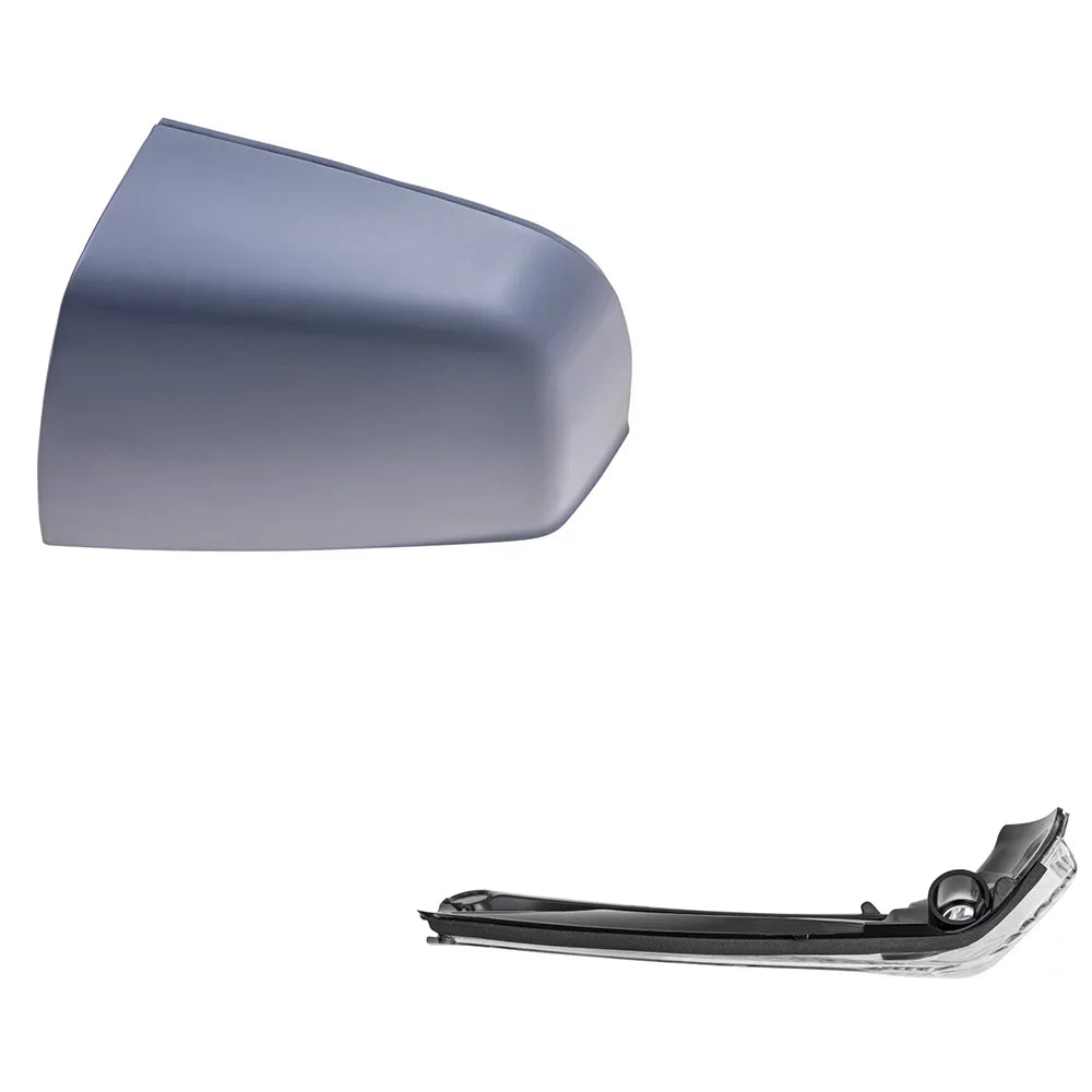 Brock Aftermarket Replacement Driver Left Door Mirror Cover Coat To Match Gray And Turn Signal Light Set Compatible With 2015-2021 RAM Promaster City SLT/Tradesman SLT