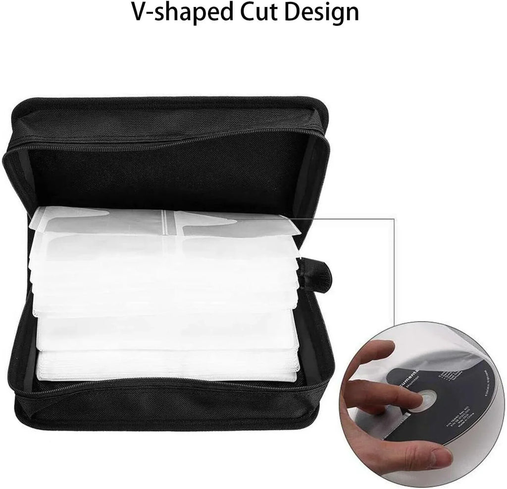 80 Capacity / Case Wallet, PU Leather / Binder Case Storage Holder With Zippers, Portable Disc Storage Organizer Bag For Home, Office,Travel, Car