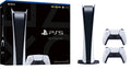 2023 New PlayStation 5 Digital Version PS5 Console with 2 Wireless Controllers - White